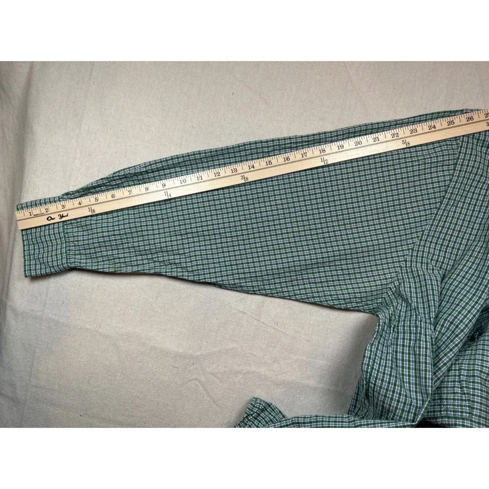 Nautica Jeans Company Mens XXL Green White Plaid Long Sleeve Button Down‎ Shirt